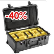 VALISE PELICASE 1510SC NOIRE + KIT CLOISON +POCHETTE ORDINATEUR