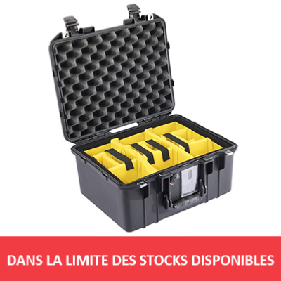 VALISE PELI AIR 1507 NOIRE + KIT CLOISONS + MOUSSE ALVEOLEE 