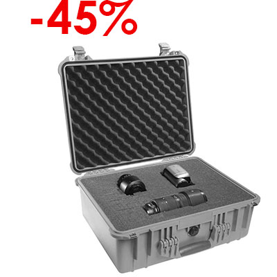VALISE PELICASE 1550 GRISE AVEC MOUSSE PREDECOUPEE