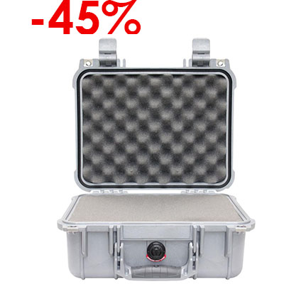 VALISE PELICASE 1400 GRISE AVEC MOUSSE PREDECOUPEE