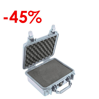 VALISE PELICASE 1200 GRISE AVEC MOUSSE PREDECOUPEE