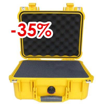 VALISE PELICASE 1400 JAUNE AVEC MOUSSE PREDECOUPEE