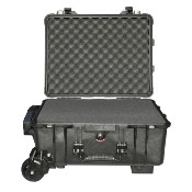 VALISE PELICASE 1560MOB NOIRE AVEC MOUSSE PREDECOUPEE + TROLLEY