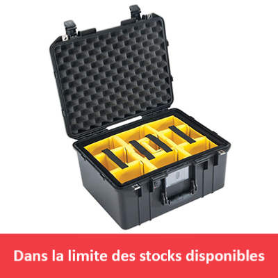 VALISE PELI AIR 1557 NOIRE + KIT CLOISONS + MOUSSE ALVEOLEE