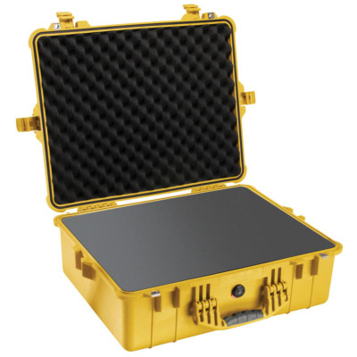 VALISE PELICASE 1600 JAUNE AVEC MOUSSE PREDECOUPEE
