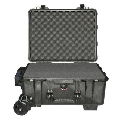 VALISE PELICASE 1560MOB NOIRE AVEC MOUSSE PREDECOUPEE + TROLLEY